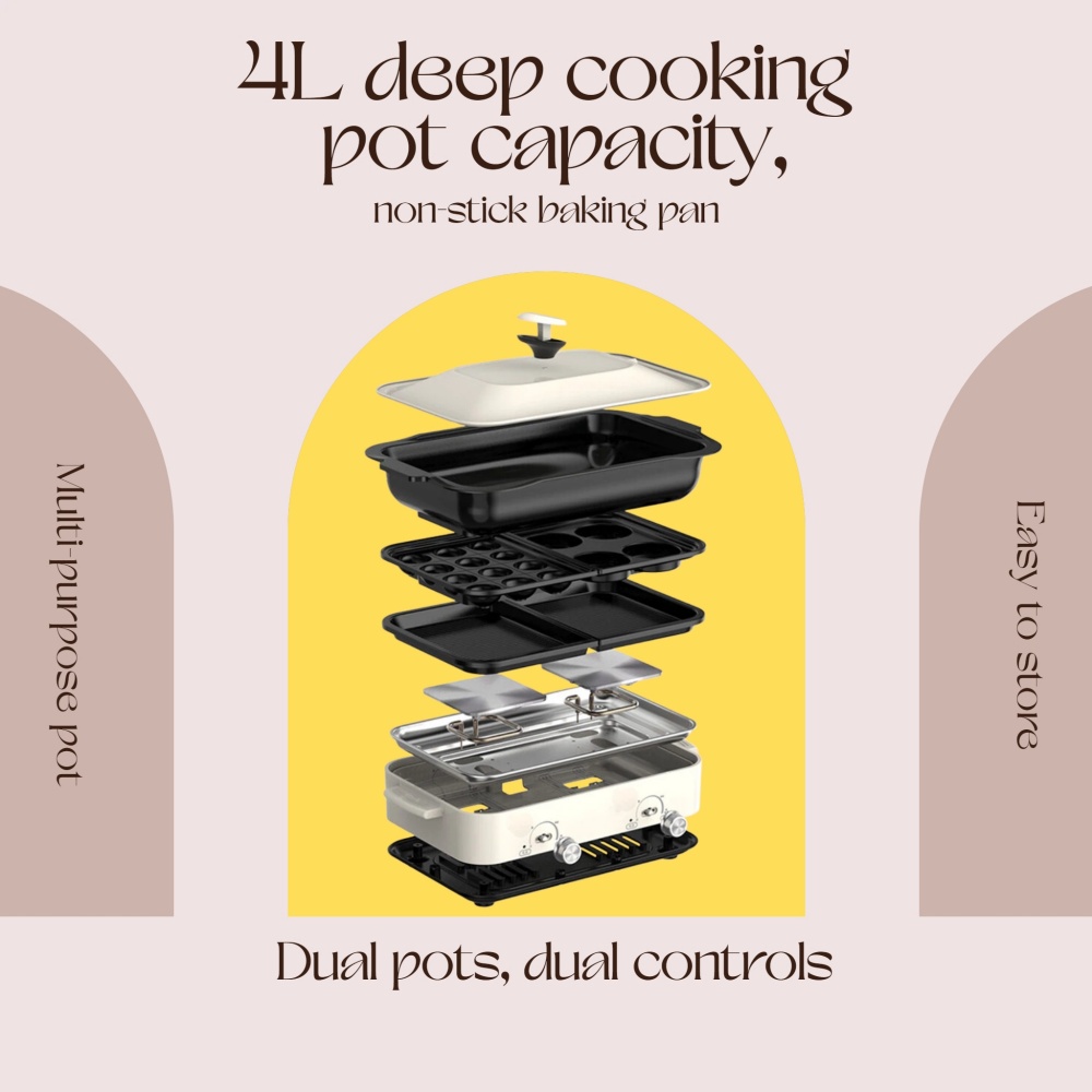 Hot Pot Portable Dual - Panela de cozinha multifuncional doméstica, panela